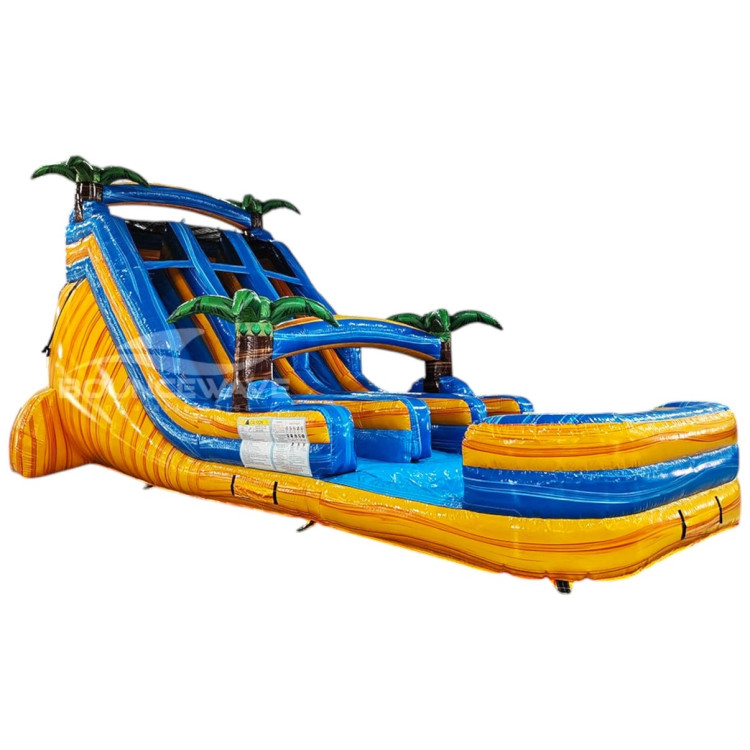 21' Lava Falls Double Lane Water Slide with Pool