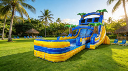 21' Lava Falls Double Lane Water Slide with Pool