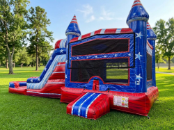Patriotic Double Lane Bounce House Water Slide