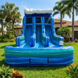 16' Dual Lane Blue Wave Water Slide
